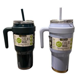 2-Piece Set! Reduce Cold1 Vacuum Insulated Stainless Steel Lt. Blue Mug & Handle